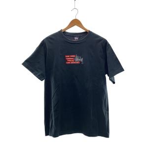 STUSSY◆90s/USA製/シングルステッチ/紺タグ/Tシャツ/L/コットン/BLK