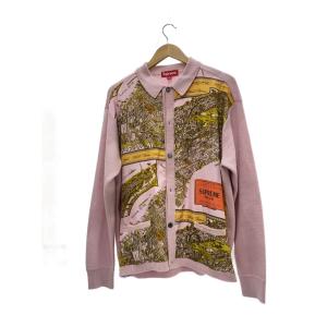 Supreme◆カーディガン(薄手)/L/アクリル/PNK/SILK MAP CARDIGAN/23AW