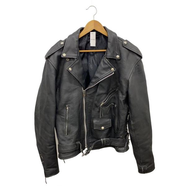 ECHTES LEDER◆ダブルライダースジャケット/46/レザー/ブラック