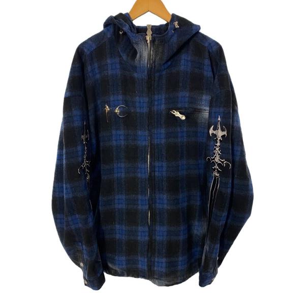 Thug Club◆24AW/Arab Sword Flannel Zip-up/4/ウール/BLU...