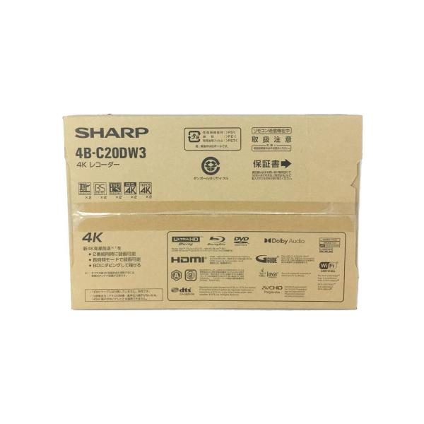 SHARP◆AQUOS/4Kレコーダー/ブルーレイ・DVDレコーダー/4B-C20DW3/2TB