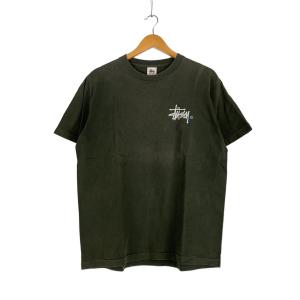 STUSSY◆半袖Tシャツ/M/コットン/グリーン/プリント/USA製//OLD