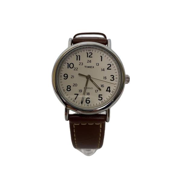 TIMEX◆クォーツ腕時計/アナログ/レザー/WHT/BRW/TW2R42400