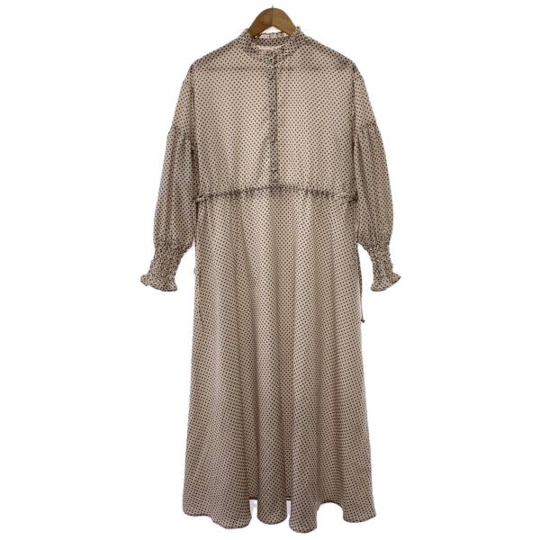 AMERI◆KOMON PATTERN VOLUME DRES/長袖ワンピース/M/ポリエステル/C...