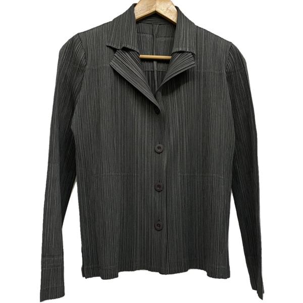 PLEATS PLEASE ISSEY MIYAKE◆ジャケット/3/ポリエステル/GRY/PP43...