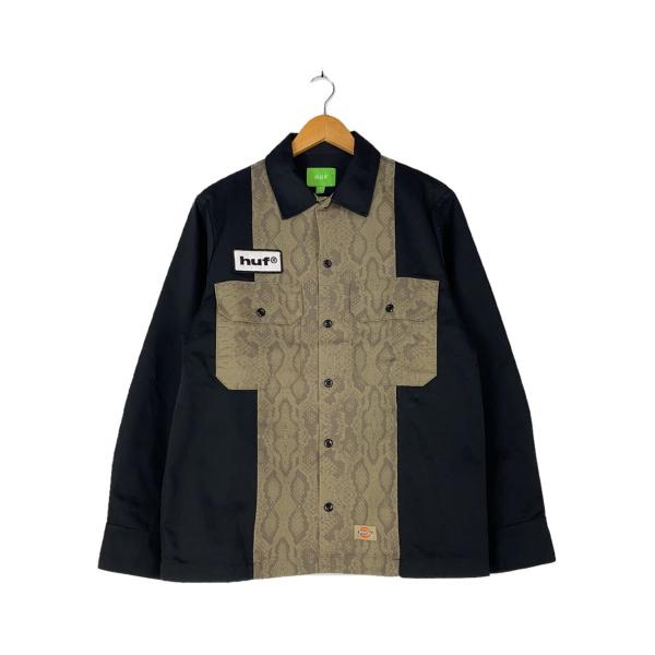 HUF◆22AW/PYTHON SERVISE LS SHIRT/長袖シャツ/S/コットン/ブラック...