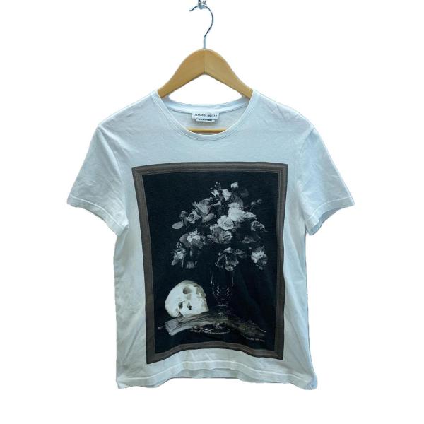 Alexander McQueen◆骸骨薔薇絵画/Tシャツ/XS/コットン/WHT/プリント/464...