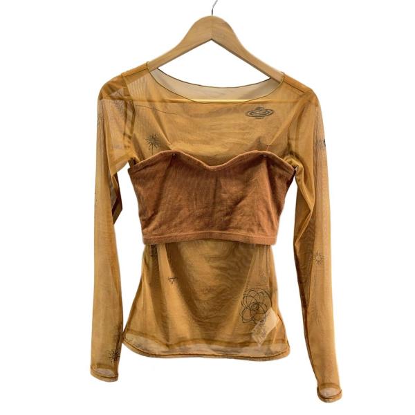 AMERI◆PLANET SHEER TATTOO WITH BUSTIER TOP/長袖ブラウス/...
