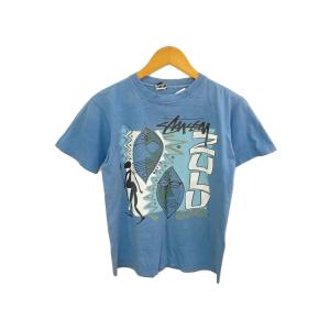 STUSSY◆80s/zulu mask/Tシャツ/M/コットン/BLU//