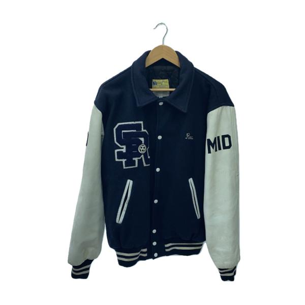 hewitt mfg◆SADDLE RIVER/レザー切替/スタジャン/46/--/NVY/無地