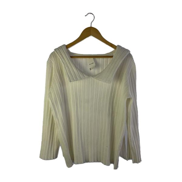 AMERI◆ニット・セーター(薄手)/FREE/ポリエステル/WHT/無地/01110130210/...