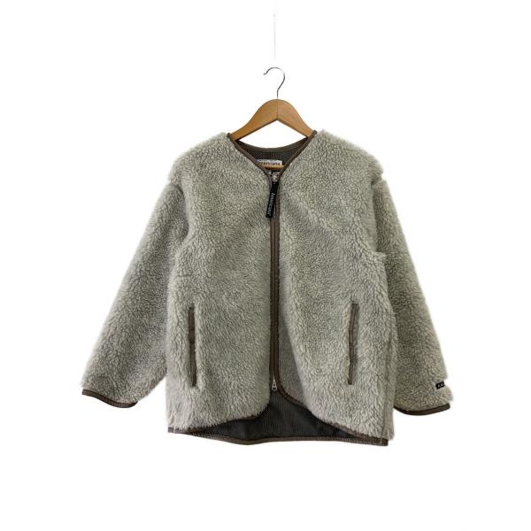 Americana◆ノーカラーボアカーディガン/フリースジャケット/--/ポリエステル/GRY/無地