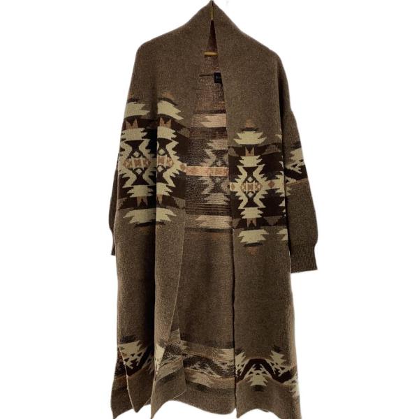 PENDLETON◆マジェスティ柄ヂョールカラーロングカーディガン(厚手)/FREE/ウール/BRW...