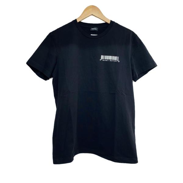 DIESEL◆バーコードロゴ/ワンポイントTシャツ/Tシャツ/L/コットン/ブラック