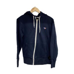 MAISON KITSUNE◆ZIP HOODIE TRICOLOR FOX PATC/ジップパーカー/S/ネイビー/FW17M711｜ssol-shopping