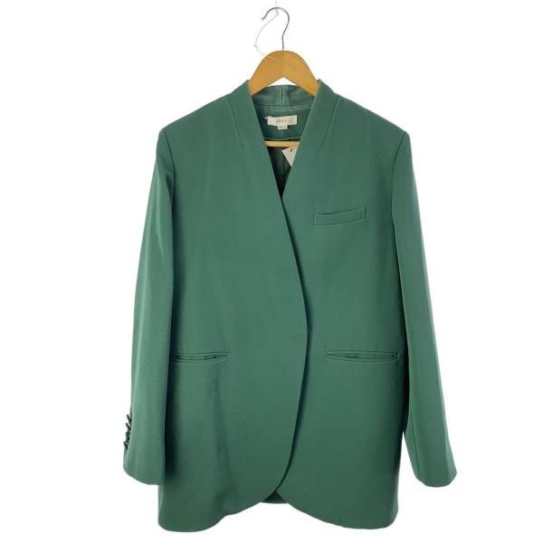 AMERI◆ESSENTIAL CURVE COLLAR JKT/ジャケット/S/ポリエステル/グリ...