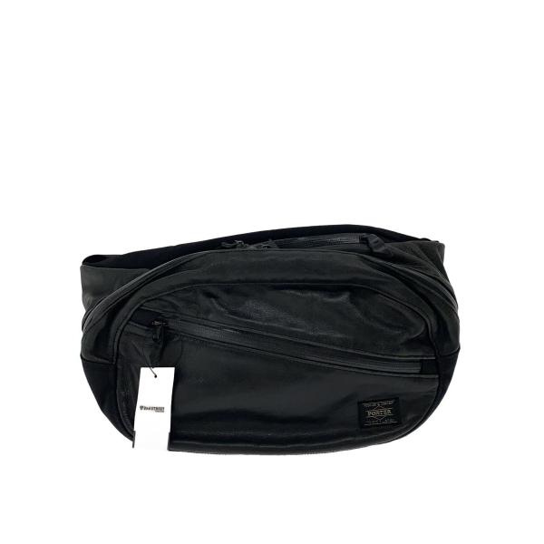 PORTER◆ウエストバッグ/レザー/BLK/無地/689-05952