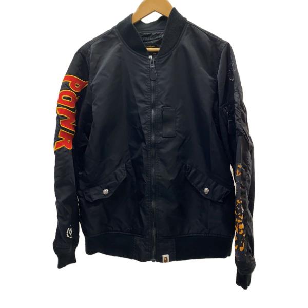 A BATHING APE◆SHARK LOOSE FIT MA-1 JACKET/M/ポリエステル...