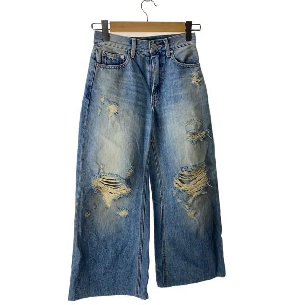 SLY◆DAMAGE J/W FLARE PT-C/フレアパンツ/ワイドパンツ/0/デニム/030I...