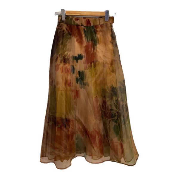 AMERI◆ロングスカート/M/ポリエステル/ベージュ/総柄/02120940400