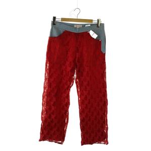 MASU◆ANGEL LACE JEANS/レースパンツ/48/コットン/RED/MFFW-PT0123//