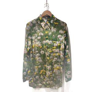 MASU◆PRINT SILK SHIRT/長袖シャツ/46/シルク/GRN/総柄/MASS-SH0224