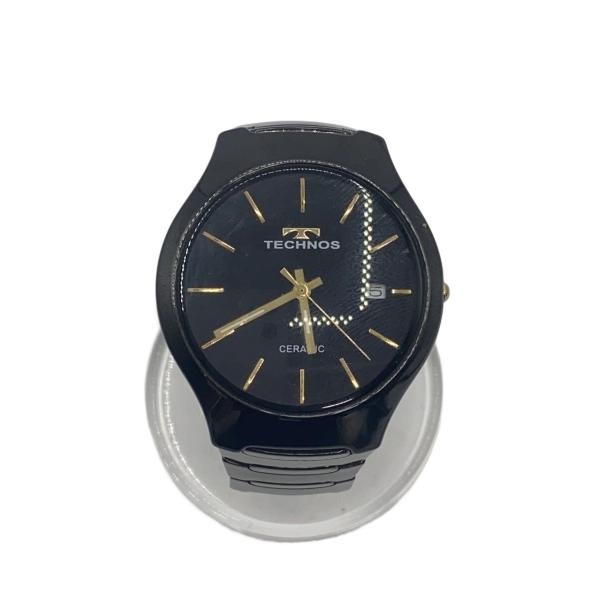 TECHNOS◆クォーツ腕時計/アナログ/ステンレス/BLK/BLK/SS/T9660
