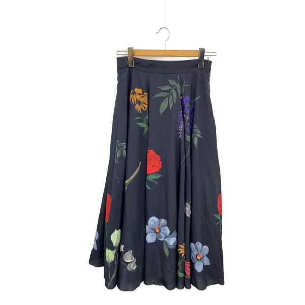 AMERI◆ロングスカート/S/ポリエステル/NVY/花柄/02920920980