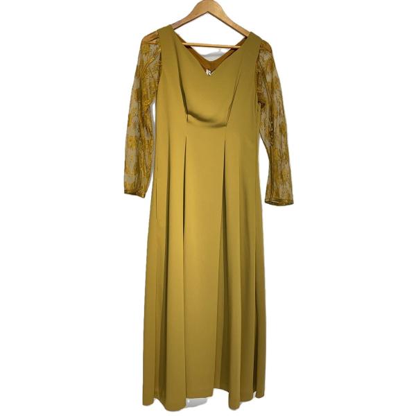 AMERI◆長袖ワンピース/FREE/ポリエステル/無地/0282531024/マスタード