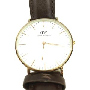 Daniel Wellington◆クォーツ腕時計/アナログ/レザー/WHT/BRW/B36R8