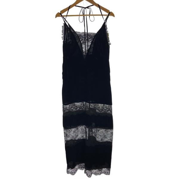 TANAKA DAISUKE/BLACK LACE VELOUR CAMISOLE DRESS/TD...