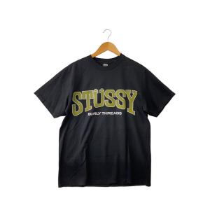 STUSSY◆24ss/BURLY THREADS PIG.DYED TEE/Tシャツ/M/コットン/BLK/無地/? NULL ?//