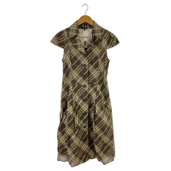 BURBERRY LONDON◆半袖ワンピース/40/コットン/BRW/チェック/fmd50-549...