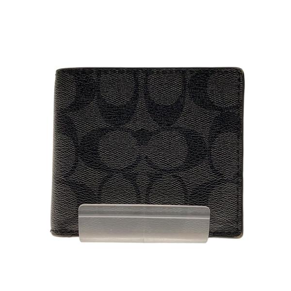COACH◆2つ折り財布/PVC/BLK/総柄/メンズ//
