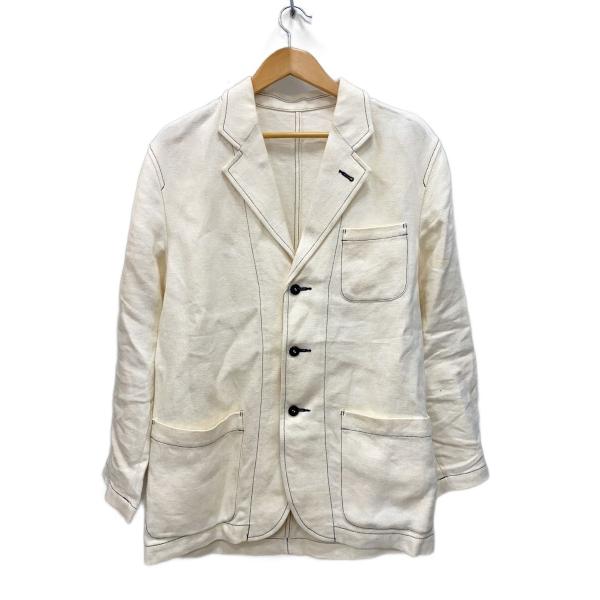 Cale◆テーラードジャケット/3/ヘンプ/クリーム/C213F01J02/シミ有