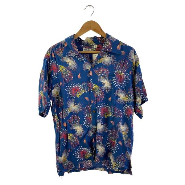 SUN SURF◆アロハシャツ/花火柄/L/レーヨン/BLU/SS37837JS