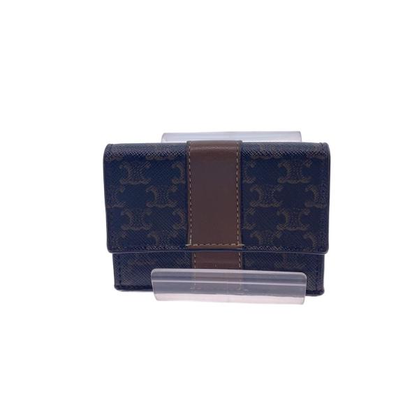 CELINE◆トリオンフ/3つ折り財布/PVC/BRW/レディース/状態考慮