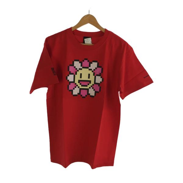 Kaikai Kiki◆Tシャツ/L/コットン/RED/プリント/×Takashi Murakami