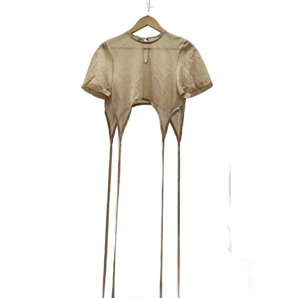 mame kurogouchi◆Lame Jersey Cropped Sheer Top/1/BE...