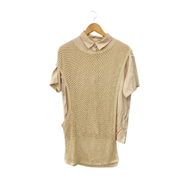 AMERI◆半袖シャツ/FREE/ポリエステル/BEG/無地/01110450840