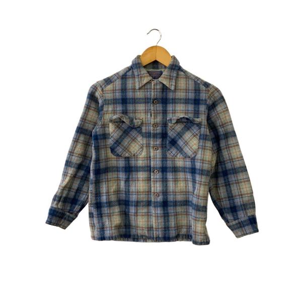 PENDLETON◆長袖シャツ/M/ウール/BLU/チェック