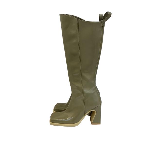 AMERI◆ロングブーツ/S/KHK/エナメル/01311221210