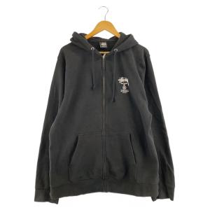 STUSSY◆裏起毛/ジップパーカー/XL/コットン/BLK//