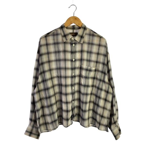 TROVE◆2023SS/SP120s SHEER CHECK SHIRT/3/ウール/GRY/69...