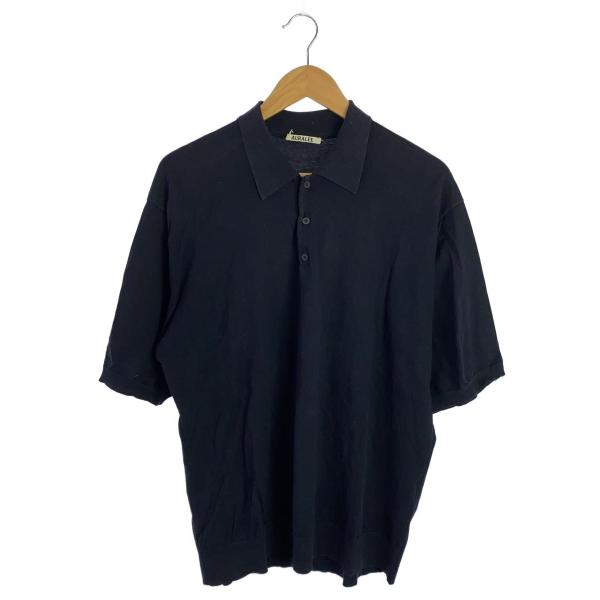 AURALEE◆SUPER HIGH GAUGE COTTON KNIT POLO/ポロシャツ/コッ...