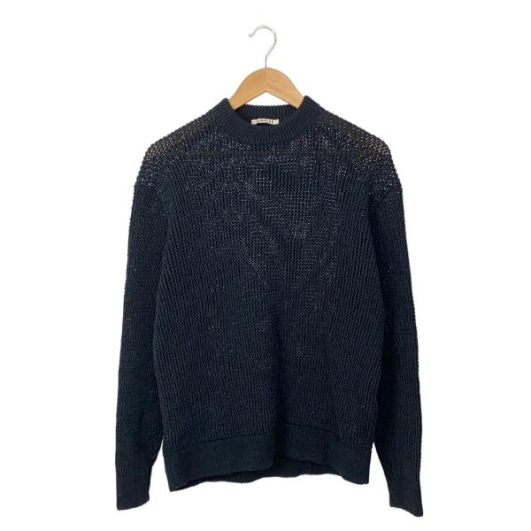 AURALEE◆ニット・セーター(薄手)/4/コットン/BLK/A20SP02PM