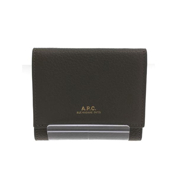 A.P.C.◆Lois/コンパクトウォレット/3つ折り財布/レザー/KHK/無地/レディース