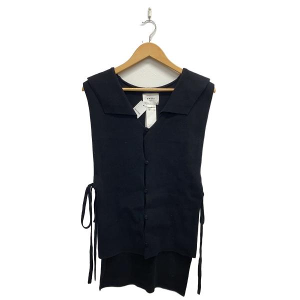 AMERI◆ニットベスト(薄手)/M/コットン/BLK/無地/01210530440