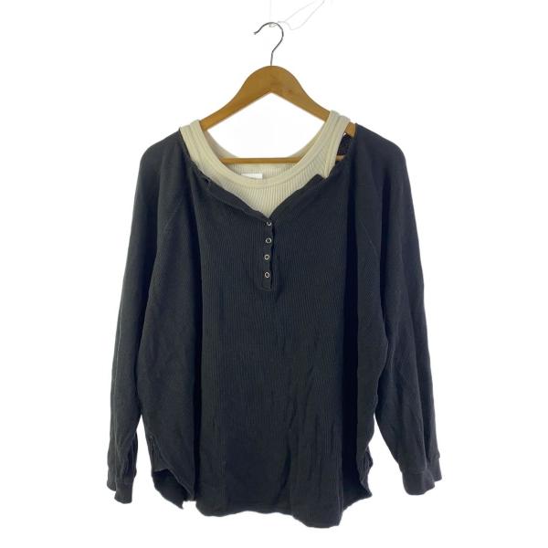 AMERI◆長袖カットソー/FREE/コットン/BLK/0224203711720