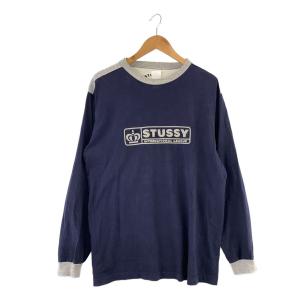 STUSSY◆長袖Tシャツ/L/コットン/NVY//